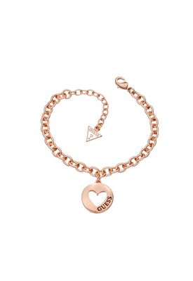 Rose gold plated bracelet with a heart disc pendant ubb51436